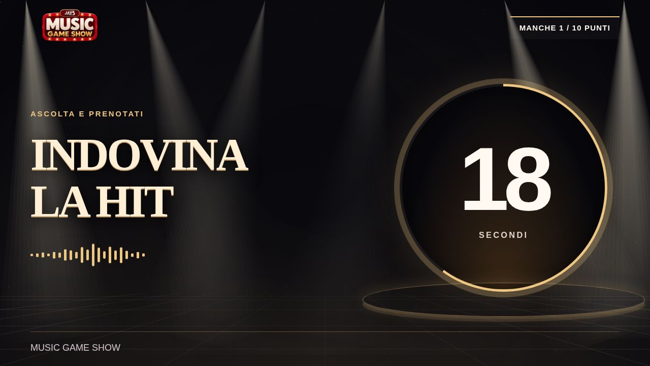 Schermata dimostrativa del Music Game Show: Indovina la hit